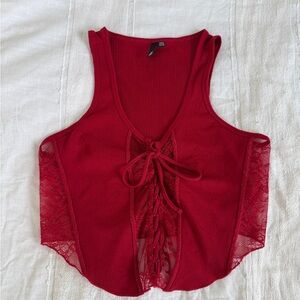 Garage Red Lace-Up Tank Top